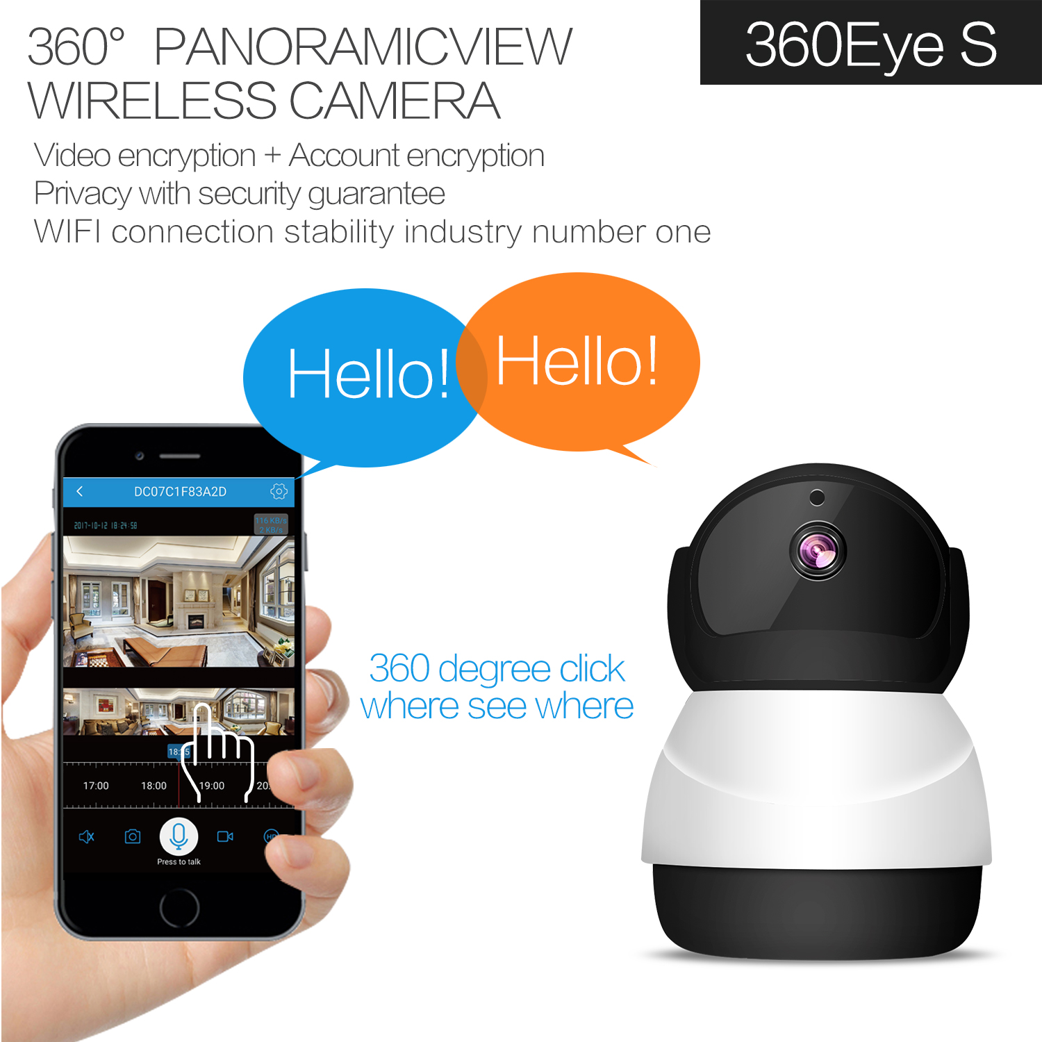 360eyes HD Snowman Wireless wifi network surveillance camera